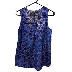 The Limited Tie Neck Tank Blouse Size Medium Blue White Ombré Polyester